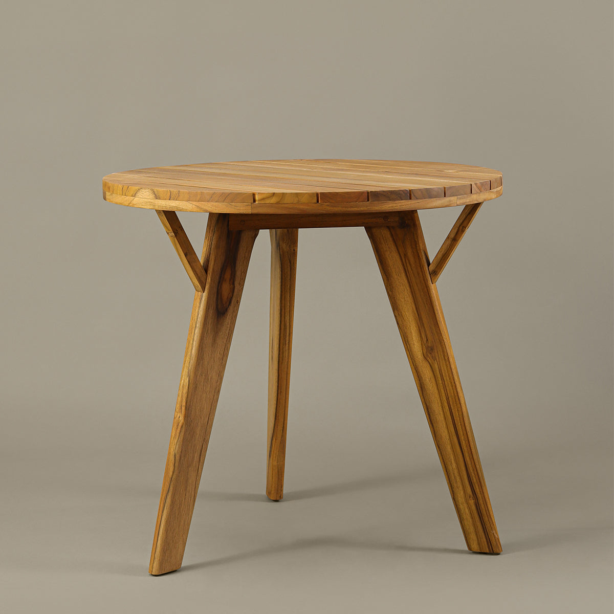 Set 2 mesas auxiliares tronco madera de teca natural